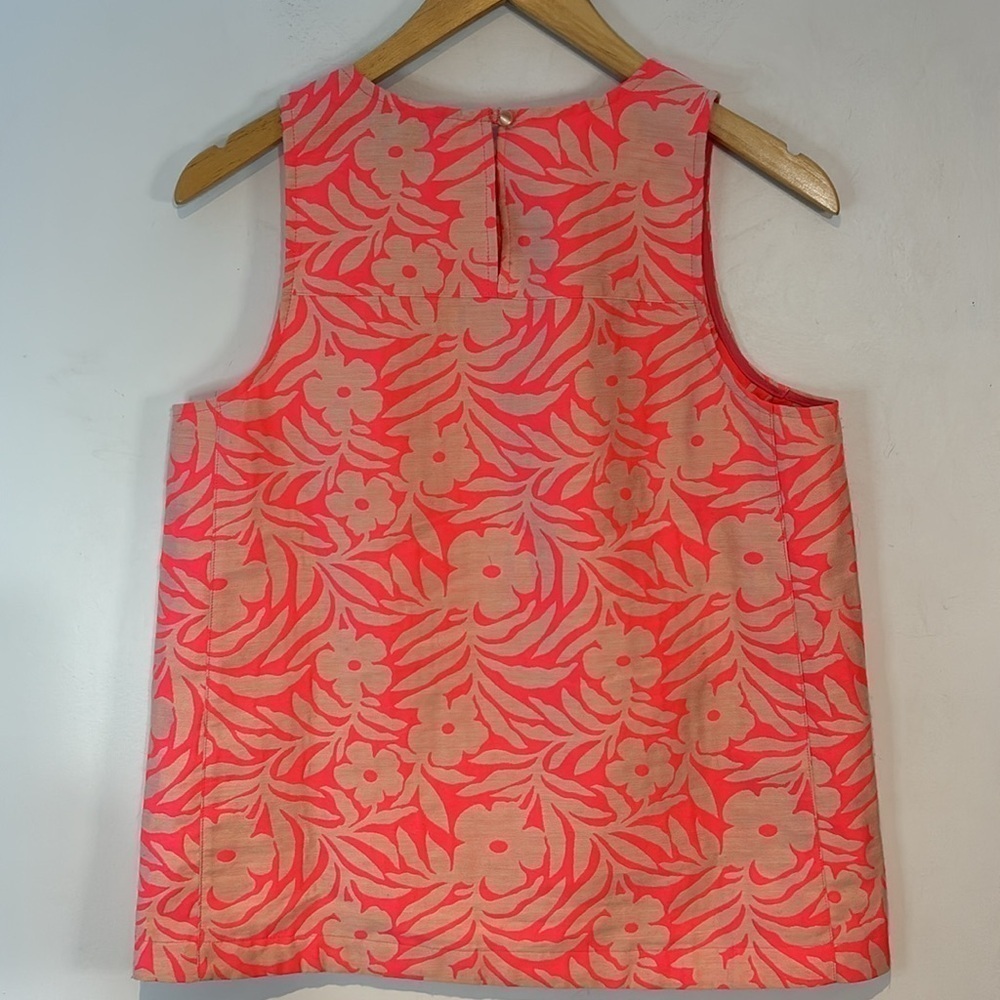 J. Crew Pink Plumeria Floral Jacquard Sleeveless Textured Top Size 4 - Picture 5 of 9